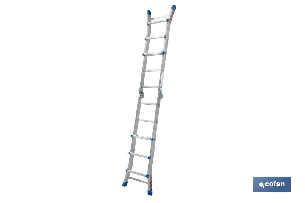 Multi-position Plus ladder | Aluminium | Available with different sizes and rungs | EN 131 Standard | Weight: 150 kilograms - Cofan