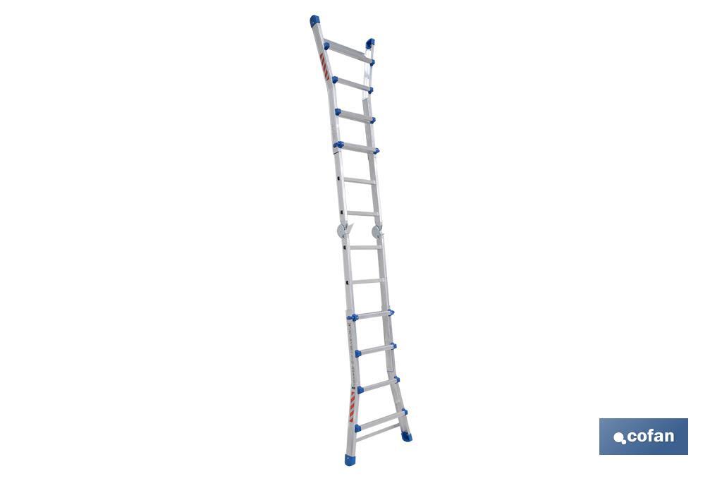 Multi-position Plus ladder | Aluminium | Available with different sizes and rungs | EN 131 Standard | Weight: 150 kilograms - Cofan