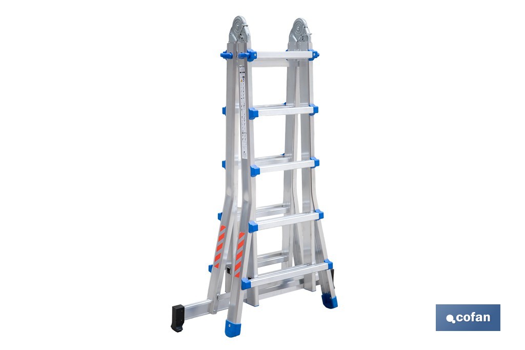 Multi-position Plus ladder | Aluminium | Available with different sizes and rungs | EN 131 Standard | Weight: 150 kilograms - Cofan