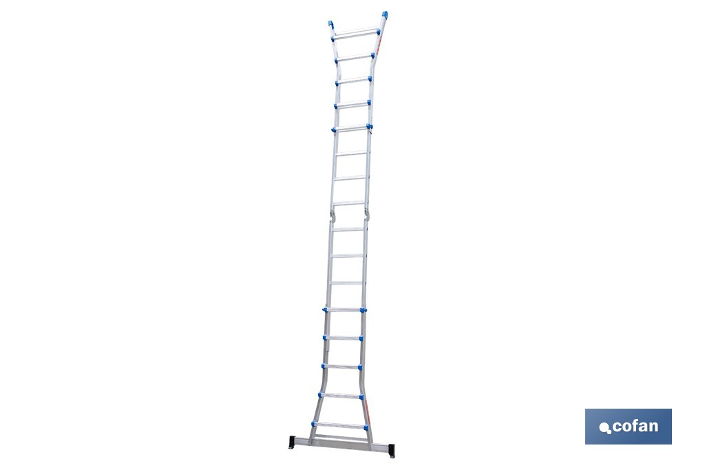 Multi-position Plus ladder | Aluminium | Available with different sizes and rungs | EN 131 Standard | Weight: 150 kilograms - Cofan