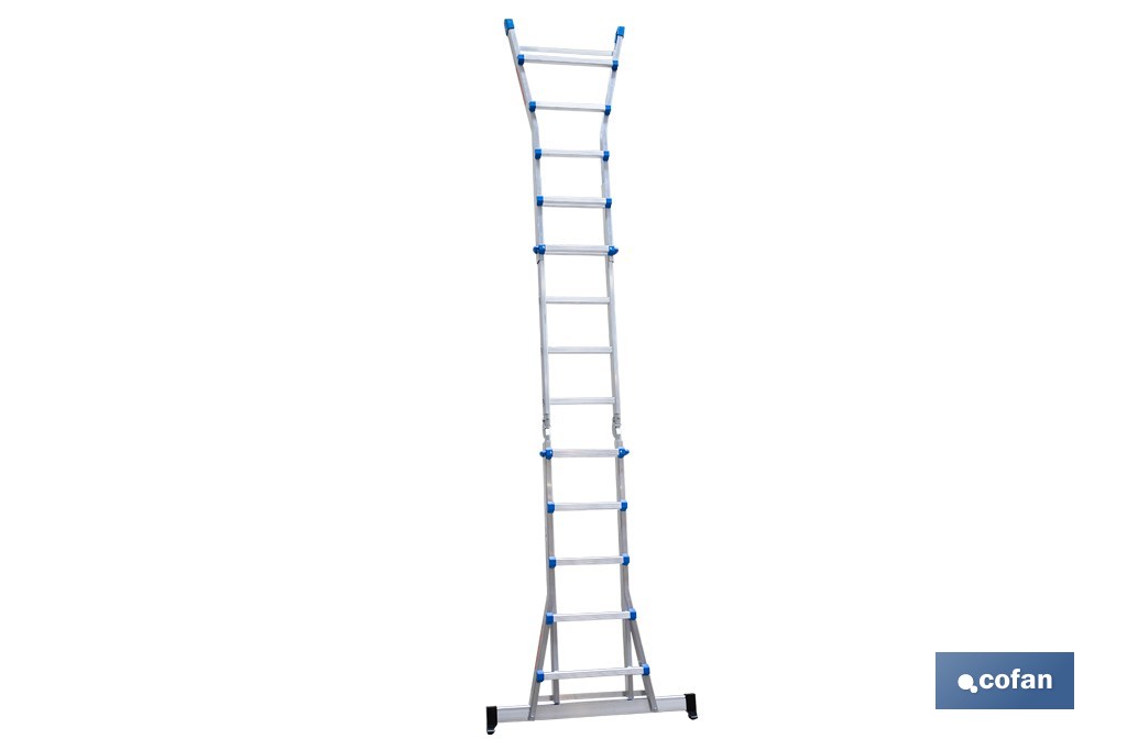 Multi-position Plus ladder | Aluminium | Available with different sizes and rungs | EN 131 Standard | Weight: 150 kilograms - Cofan