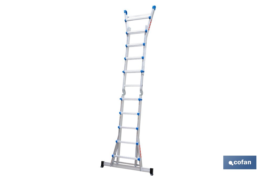 Multi-position Plus ladder | Aluminium | Available with different sizes and rungs | EN 131 Standard | Weight: 150 kilograms - Cofan