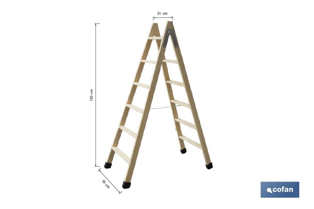 Escaleras de Madera Dobles de Alta Resistencia | Diferentes tamaños y alturas | Seguridad garantizada - Cofan