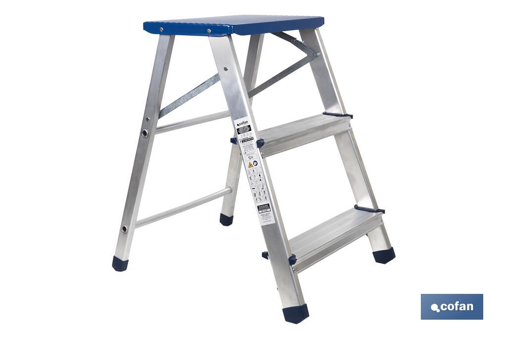 3-Step folding step stool | Material: aluminium | Maximum load: 150 kilos - Cofan