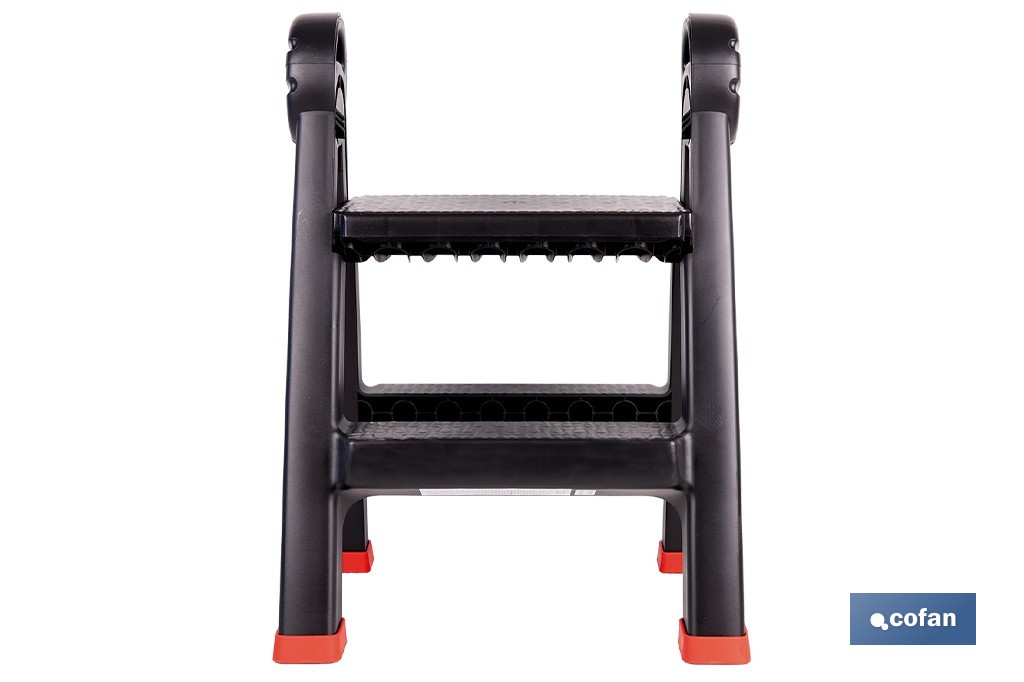 Escalera plegable de 2 peldaños | Superficie antideslizante | Compacta y segura | Carga de hasta 150 kg | Material: PP - Cofan