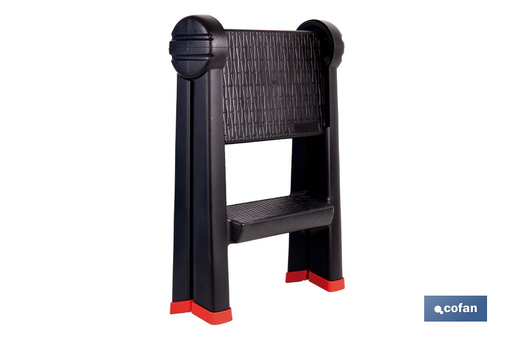 Escalera plegable de 2 peldaños | Superficie antideslizante | Compacta y segura | Carga de hasta 150 kg | Material: PP - Cofan