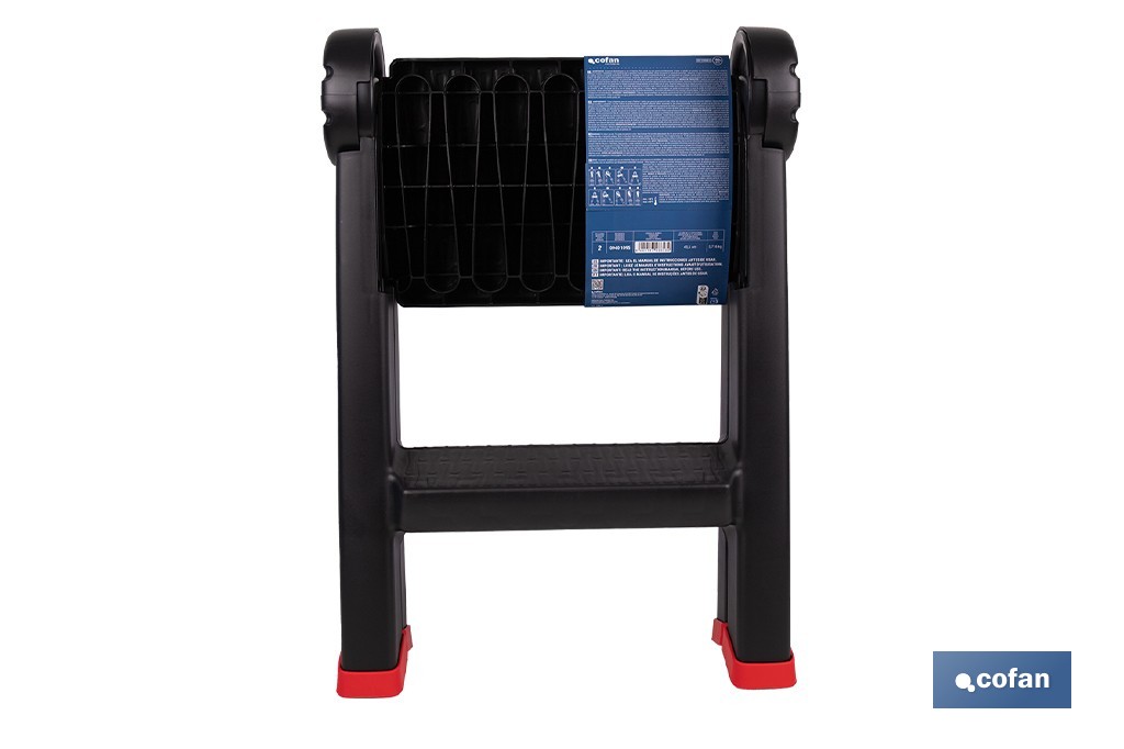 Escalera plegable de 2 peldaños | Superficie antideslizante | Compacta y segura | Carga de hasta 150 kg | Material: PP - Cofan