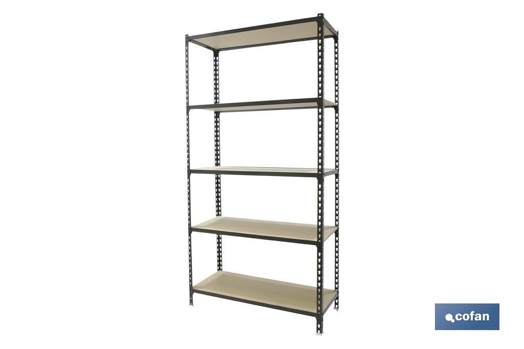 Steel shelving unit | Anthracite | Available with 5 wooden tiers | Size: 1,800 X 900 X 400MM - Cofan