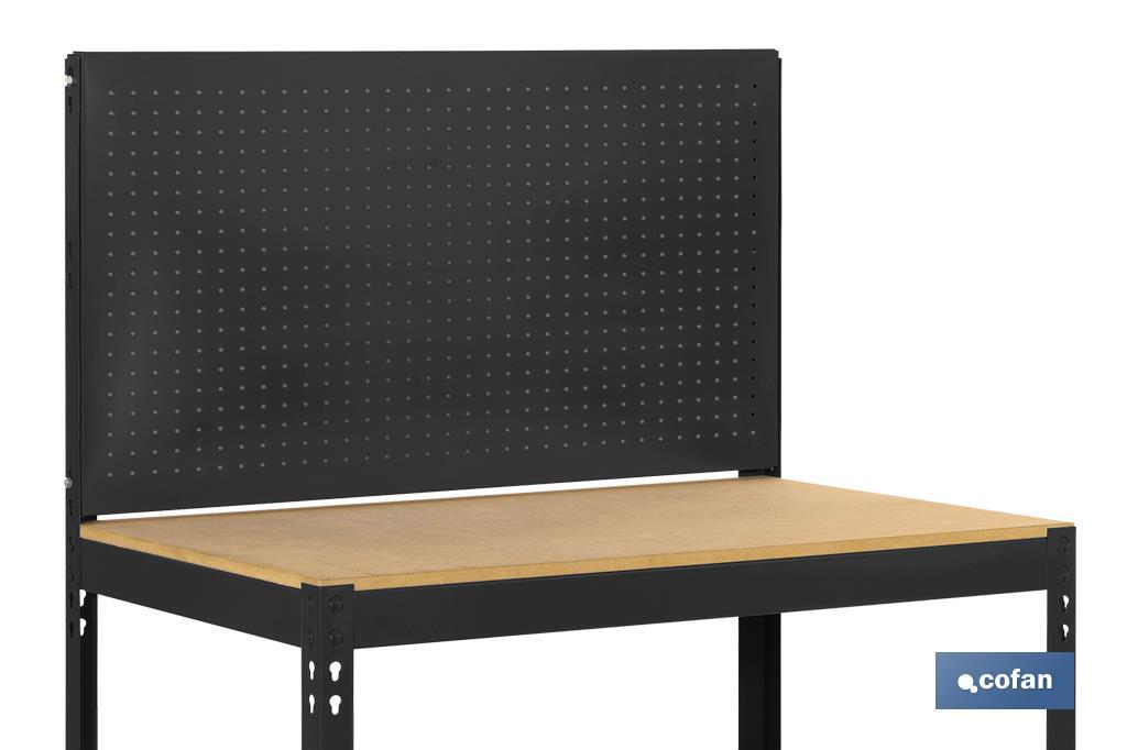 Workbench | With perforated tool panel and 2 wooden shelf boards | Available in anthracite | Size: 1,445 X 910 X 610MM - Cofan