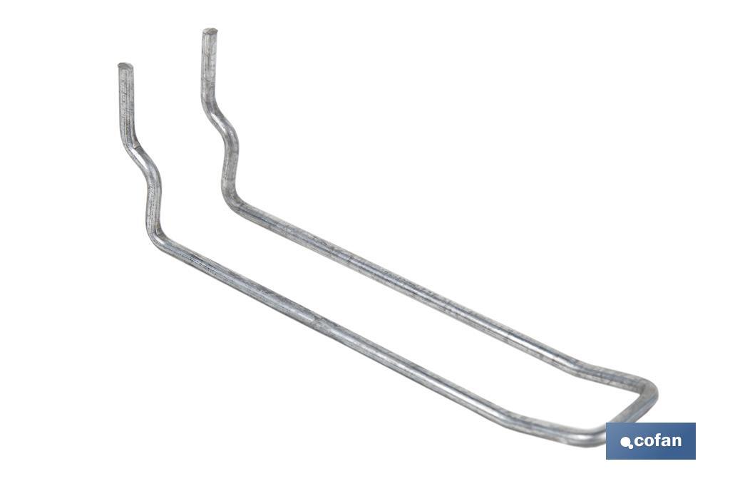 Set of 8 double hooks | Suitable for perforated tool panel | Material: zinc-plated steel - Cofan