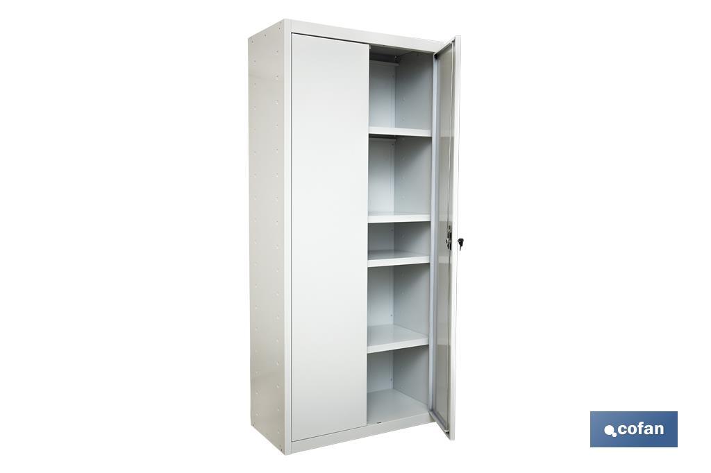 Armadio multiuso | Mobile con 2 porte e 4 ripiani | Materiale: acciaio | Dimensioni: 180 x 80 x 40 cm - Cofan