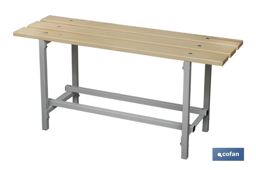 Changing room bench | Steel frame | Wooden seat | Size: 47.5 x 100 x 32cm - Cofan