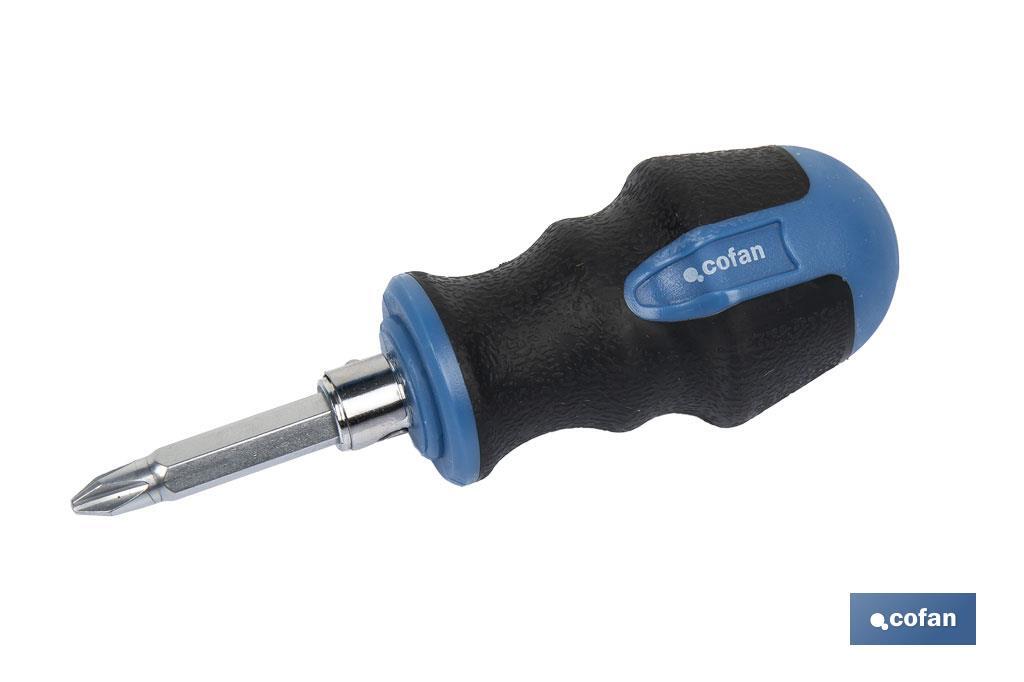 Double ended stubby Phillips and slotted screwdriver PH2 | Available lengths in 38 and 100mm | Ø6mm shank - Cofan