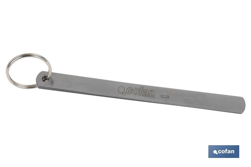 Galgas de espesores con 8 y 18 hojas | Medidor de espesores | Con medidas de espesor desde 0.05 mm hasta 1,0 mm - Cofan