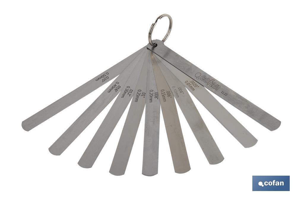 Feeler gauge 8 blades | Gap measuring tool | Available thicknesses from 0.002 to 0.020mm - Cofan