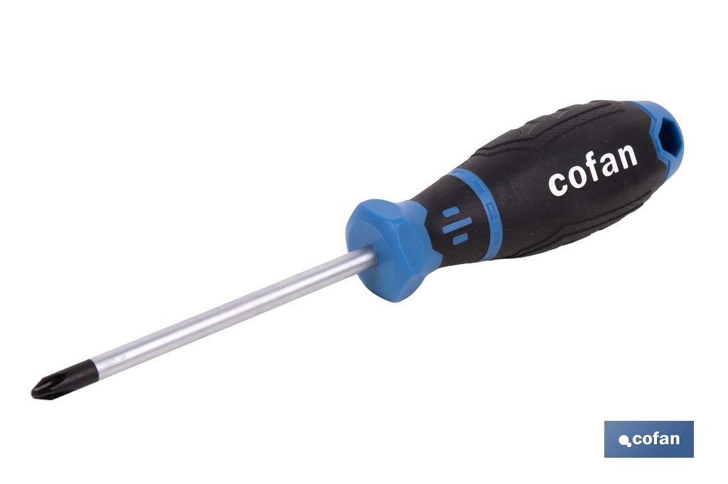 Destornillador Phillips DIN ISO 8764-1 modelo Gripforce | Punta magnética y mango antideslizante | Disponible en diferentes tamaños - Cofan