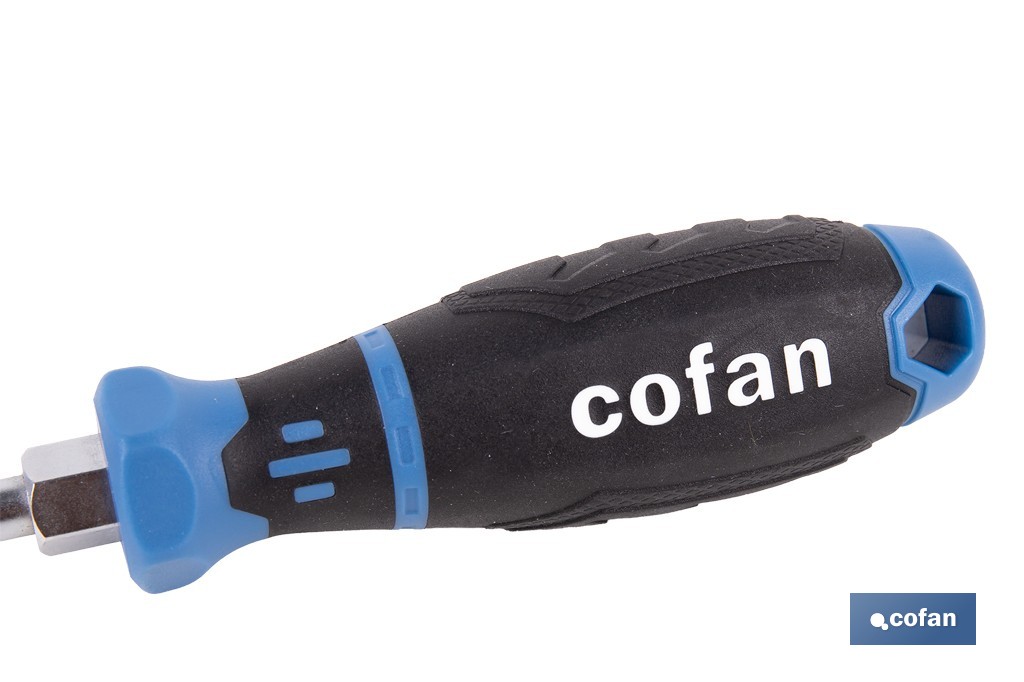 Destornillador Phillips con hexágono DIN ISO 8764-1 modelo Gripforce | Punta magnética y mango antideslizante | Disponible en diferentes tamaños - Cofan
