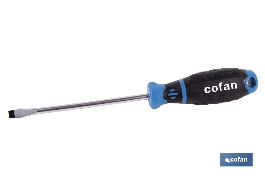 Destornillador plano DIN 5265 modelo Gripforce | Punta magnética y mango antideslizante | Disponible en diferentes tamaños - Cofan