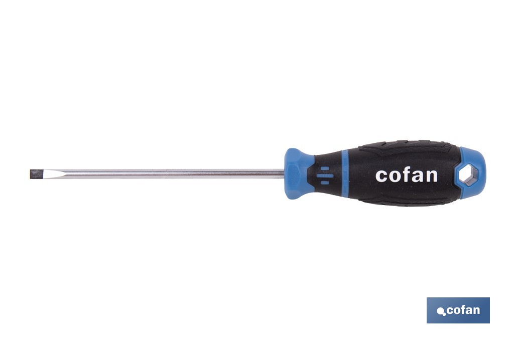 Destornillador plano electricista DIN 5265 modelo Gripforce | Punta magnética y mango antideslizante | Disponible en diferentes tamaños - Cofan