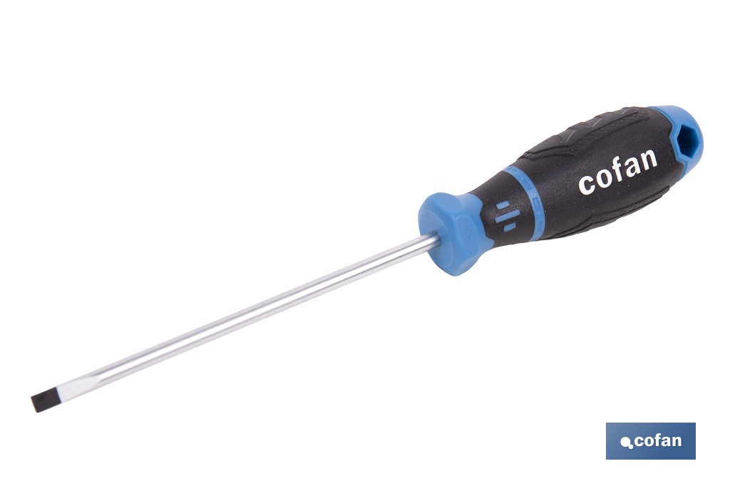 Destornillador plano electricista DIN 5265 modelo Gripforce | Punta magnética y mango antideslizante | Disponible en diferentes tamaños - Cofan