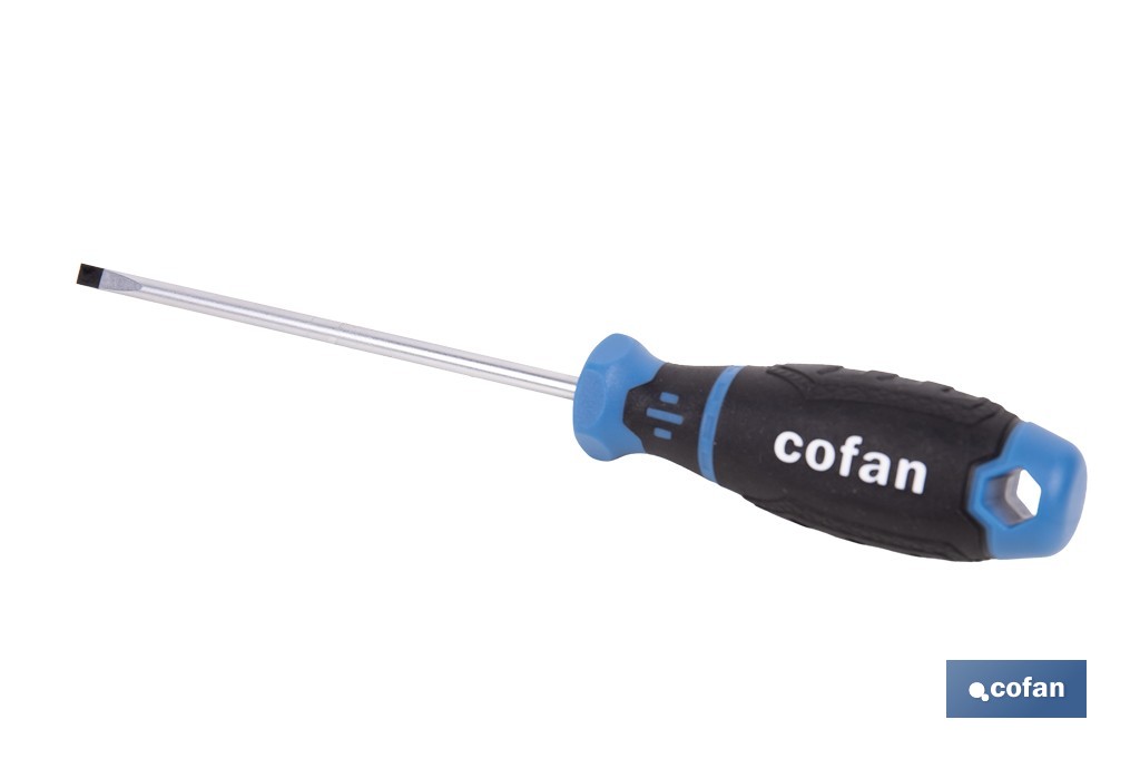 Destornillador plano electricista DIN 5265 modelo Gripforce | Punta magnética y mango antideslizante | Disponible en diferentes tamaños - Cofan