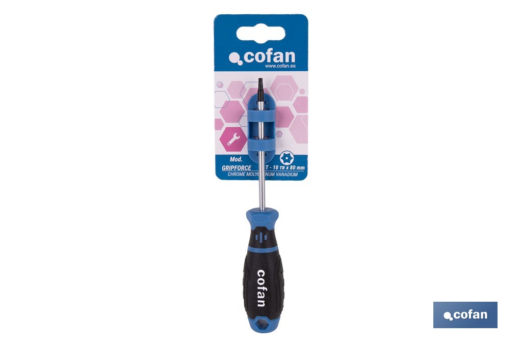 Destornillador Torx inviolable modelo Gripforce | Punta magnética y mango antideslizante | Disponible en diferentes tamaños - Cofan