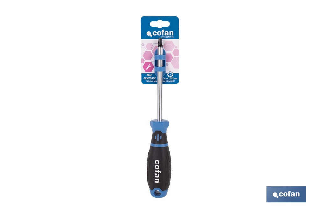 Destornillador Torx inviolable modelo Gripforce | Punta magnética y mango antideslizante | Disponible en diferentes tamaños - Cofan