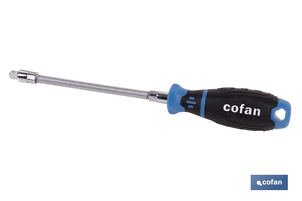Destornillador flexible con 9 vasos hexagonales Gripforce | Incluye vasos desde SW5 hasta SW13 - Cofan