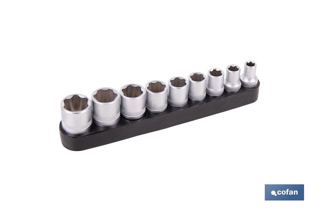 Destornillador flexible con 9 vasos hexagonales Gripforce | Incluye vasos desde SW5 hasta SW13 - Cofan