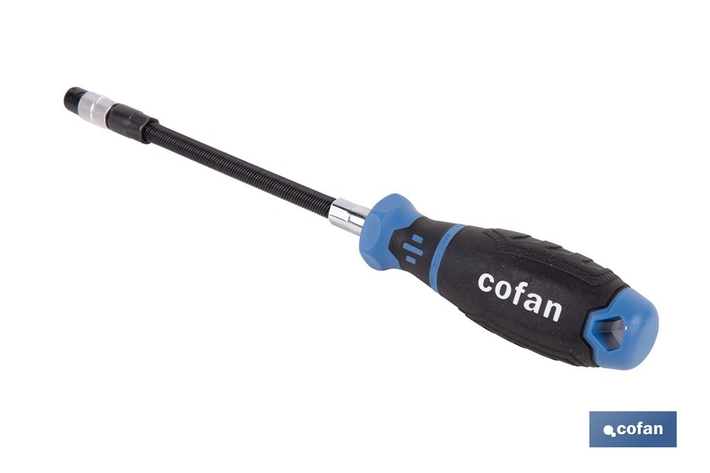 Destornillador flexible para puntas de 1/4" modelo Gripforce| Cambio rápido de puntas y mango antideslizante - Cofan
