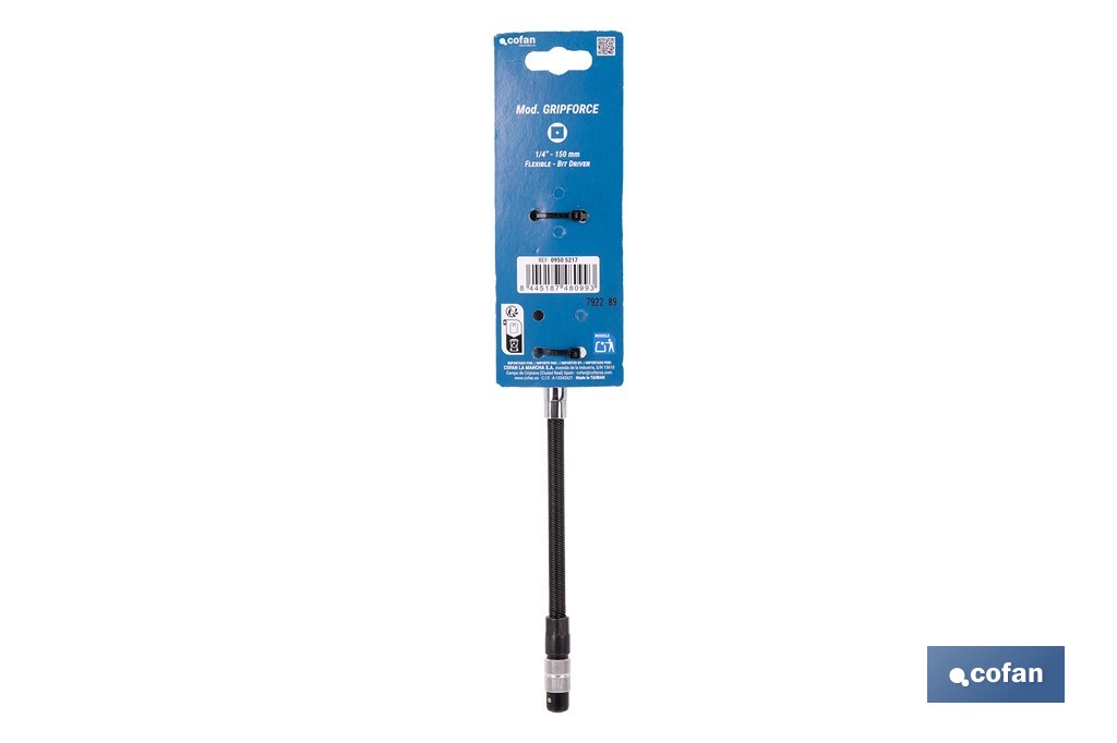 Destornillador flexible para puntas de 1/4" modelo Gripforce| Cambio rápido de puntas y mango antideslizante - Cofan