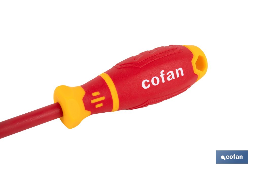 Destornillador plano aislado modelo Gripforce | Conforme a IEC 60900 y GS | Disponible en diferentes tamaños - Cofan