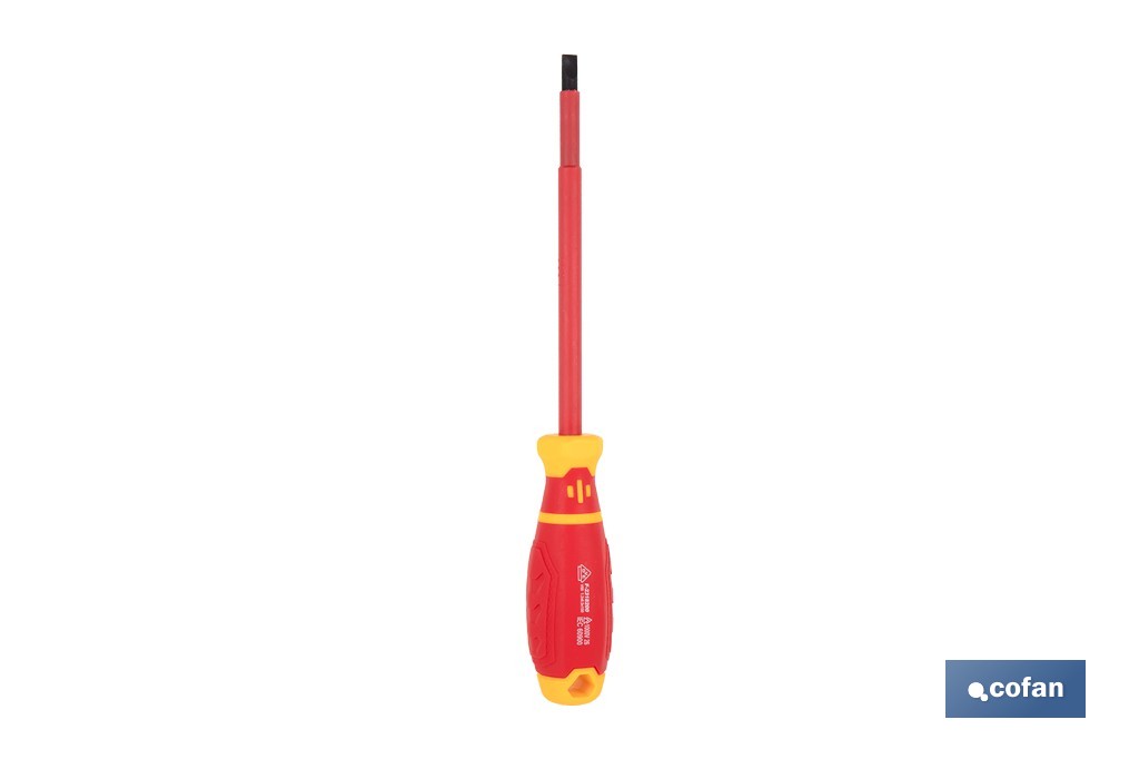 Destornillador plano aislado modelo Gripforce | Conforme a IEC 60900 y GS | Disponible en diferentes tamaños - Cofan