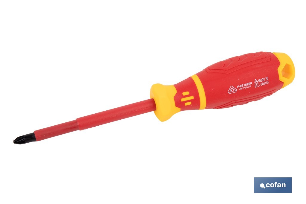 Destornillador pozidrive de electricista 1000 V aislado modelo GripForce - Cofan