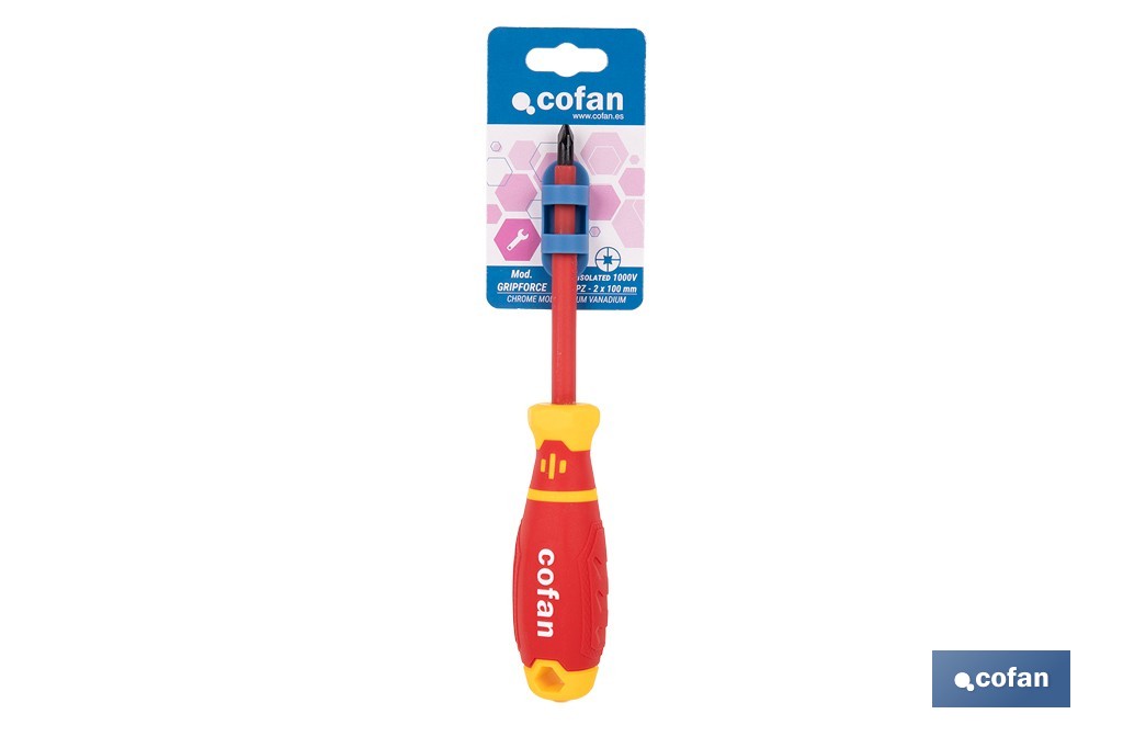 Destornillador pozidrive de electricista 1000 V aislado modelo GripForce - Cofan