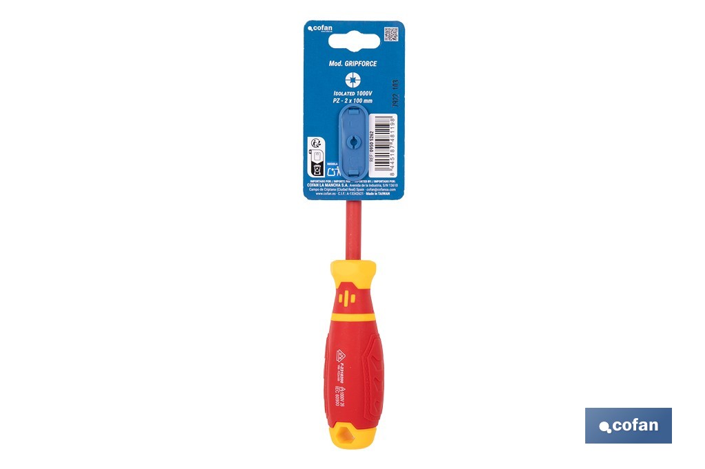 Destornillador pozidrive de electricista 1000 V aislado modelo GripForce - Cofan