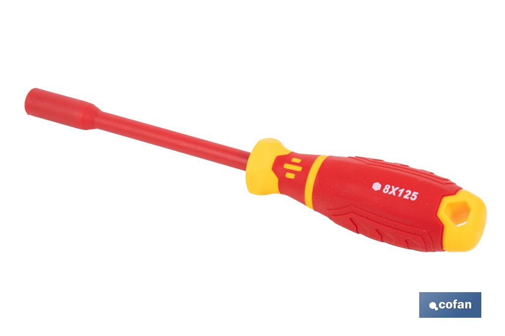 Destornillador de vaso hexagonal de electricista 1000 V aislado modelo GripForce - Cofan