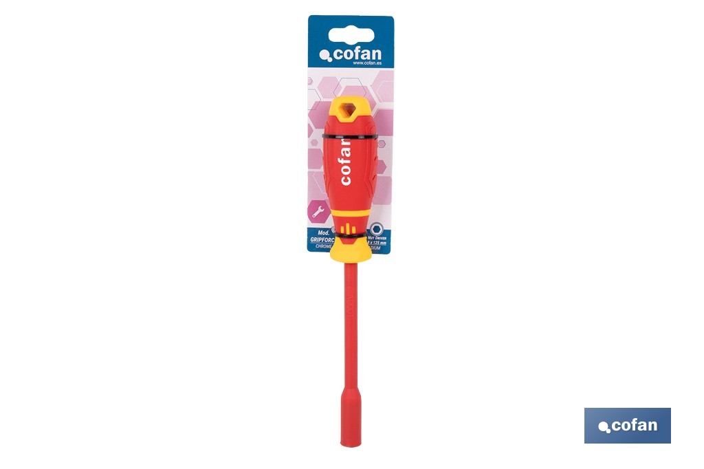 Destornillador de vaso hexagonal de electricista 1000 V aislado modelo GripForce - Cofan