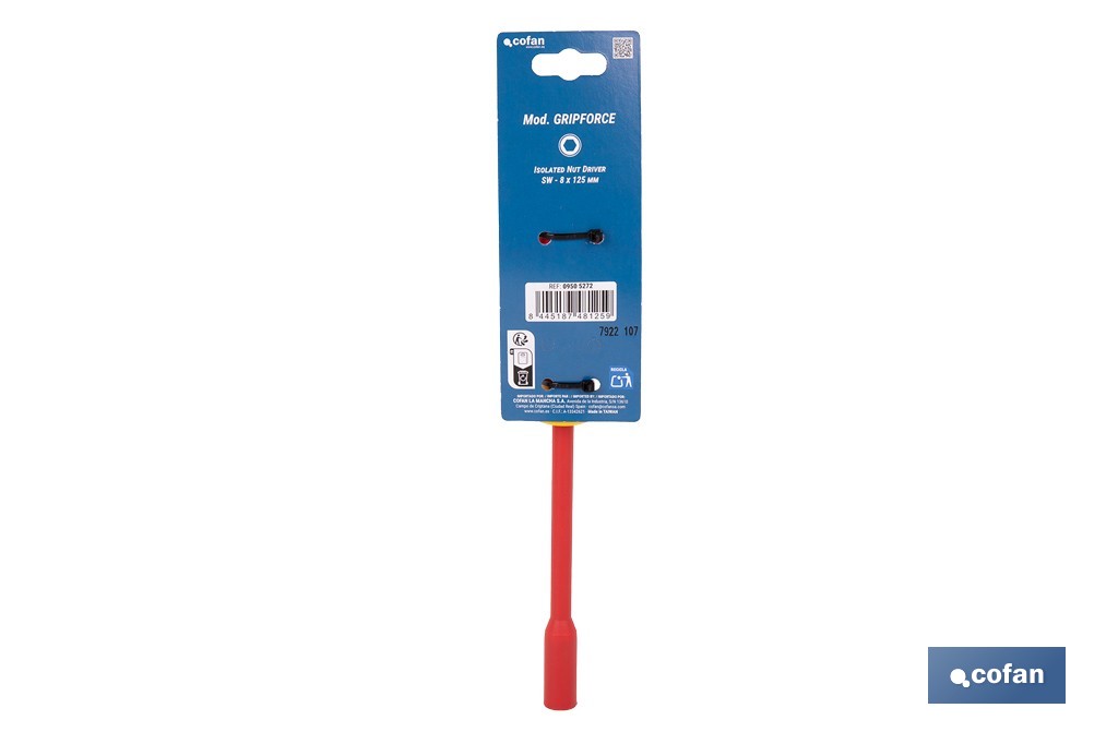 Destornillador de vaso hexagonal de electricista 1000 V aislado modelo GripForce - Cofan