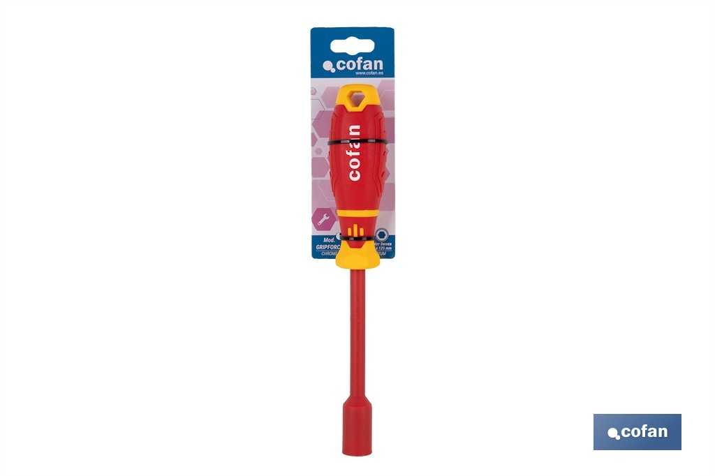 Destornillador de vaso hexagonal aislado modelo Gripforce | Conforme a IEC 60900 y GS | Disponible en diferentes tamaños - Cofan