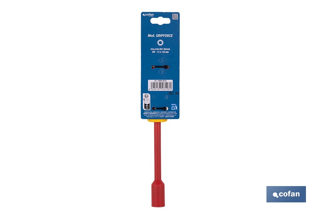 Destornillador de vaso hexagonal aislado modelo Gripforce | Conforme a IEC 60900 y GS | Disponible en diferentes tamaños - Cofan