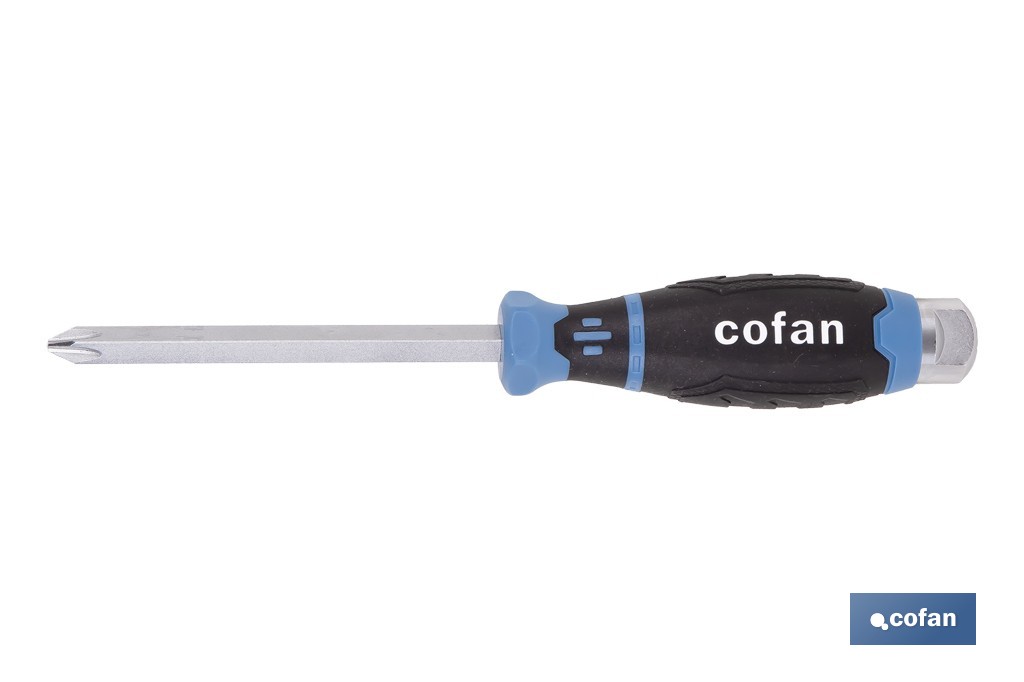 Destornillador Phillips de impacto Gripforce | Cabeza de golpeo y mango antideslizante | Disponible en diferentes tamaños - Cofan