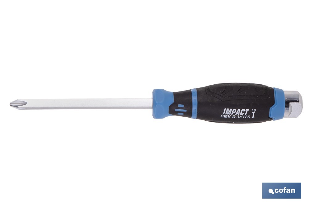 Destornillador Phillips de impacto Gripforce | Cabeza de golpeo y mango antideslizante | Disponible en diferentes tamaños - Cofan