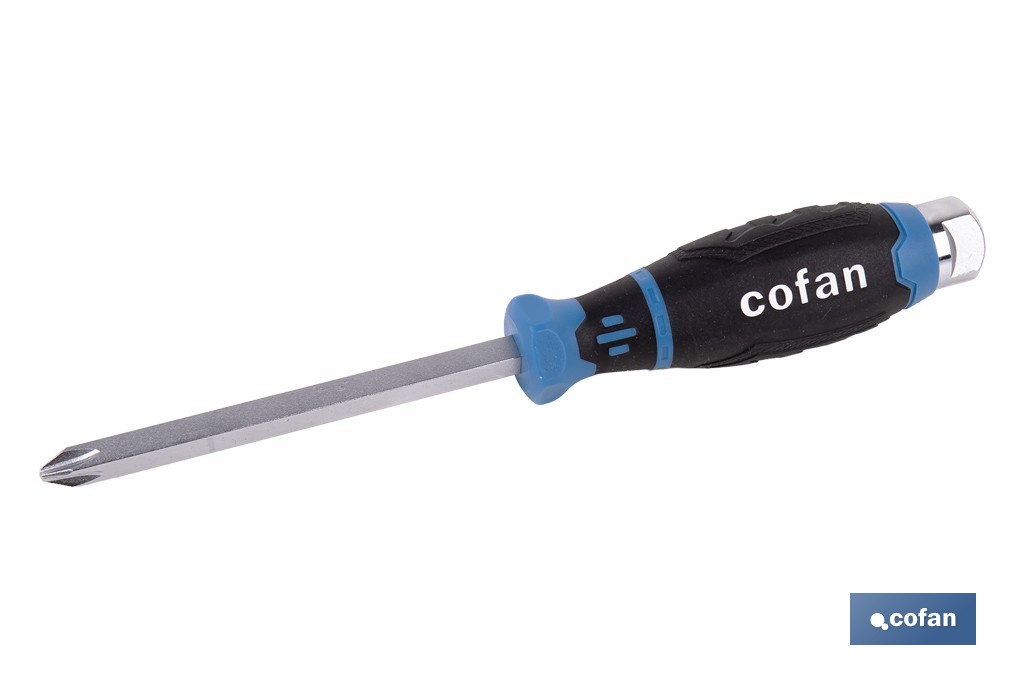 Destornillador Phillips de impacto Gripforce | Cabeza de golpeo y mango antideslizante | Disponible en diferentes tamaños - Cofan
