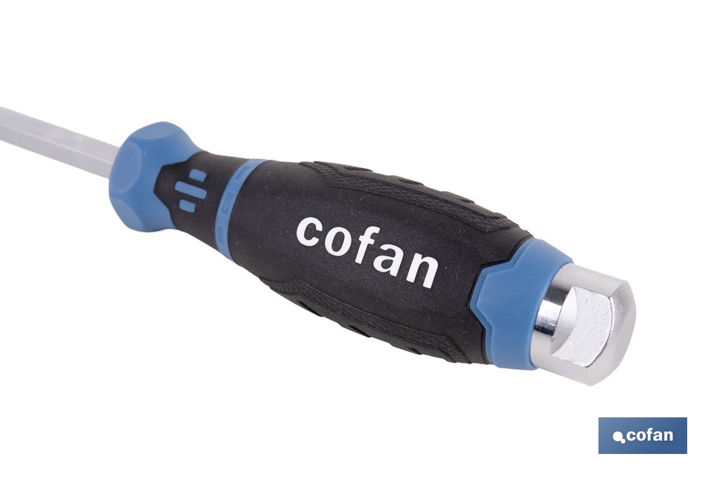 Destornillador plano de impacto Gripforce | Cabeza de golpeo y mango antideslizante | Disponible en diferentes tamaños - Cofan