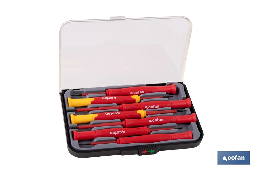 Set de 7 destornilladores aislados modelo Gripforce | Incluye punta Phillips y punta plana | Mango antideslizante - Cofan