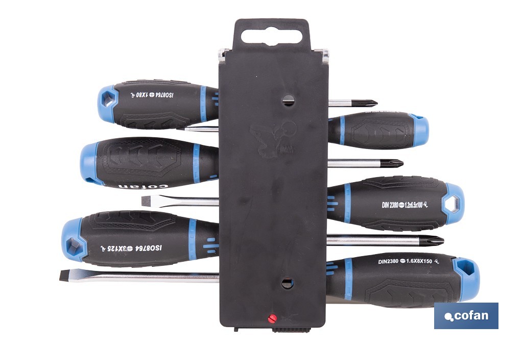 Display de 3 destornilladores planos + 3 destornilladores Phillips modelo GripForce - Cofan