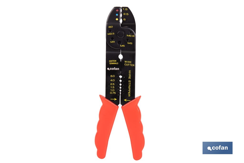 Crimping tool | For insulated terminals | Length: 200mm - Cofan