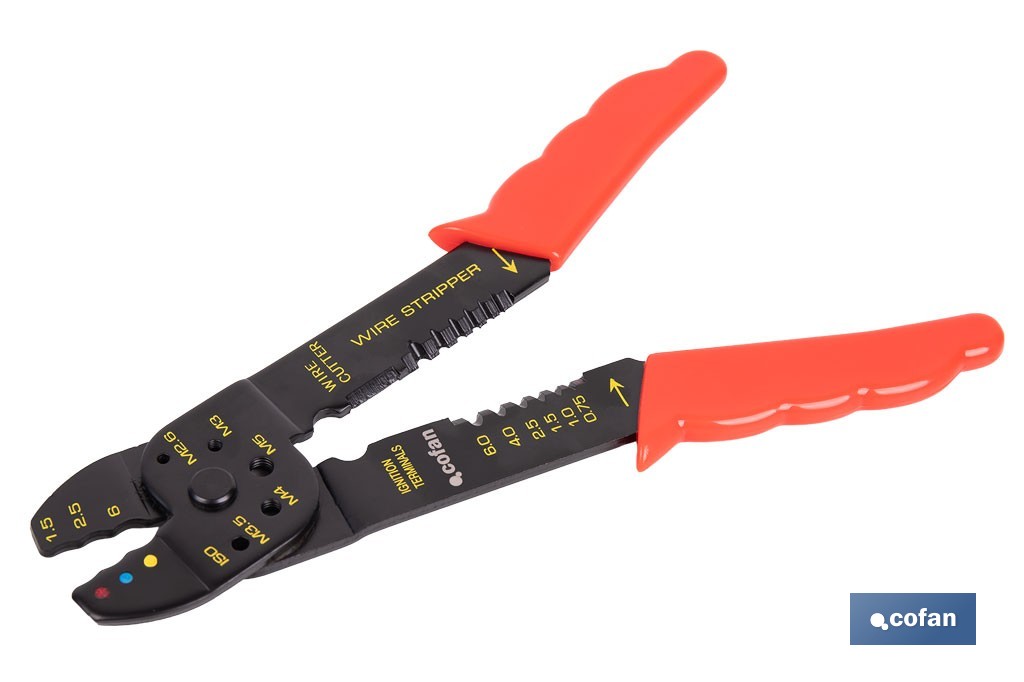 Crimping tool | For insulated terminals | Length: 200mm - Cofan