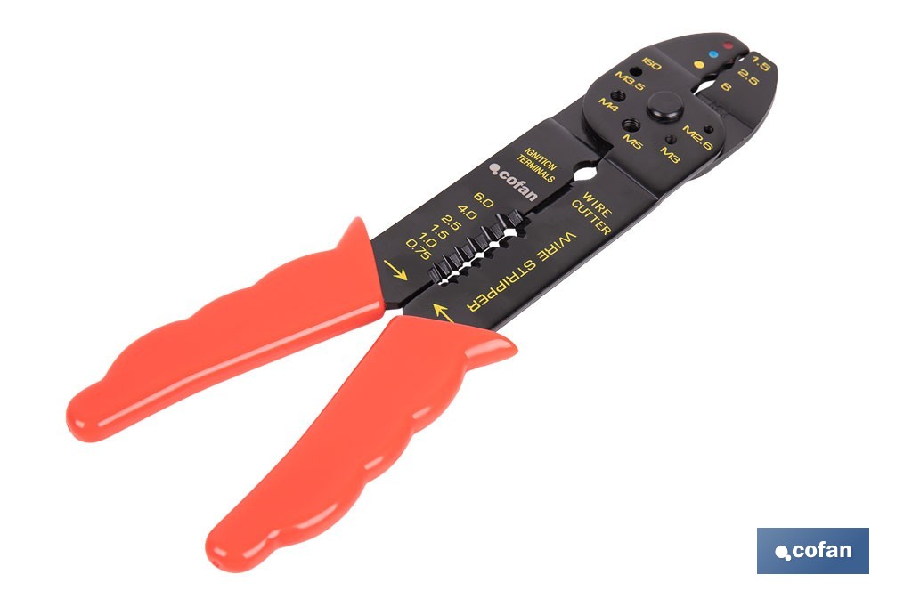 Crimping tool | For insulated terminals | Length: 200mm - Cofan